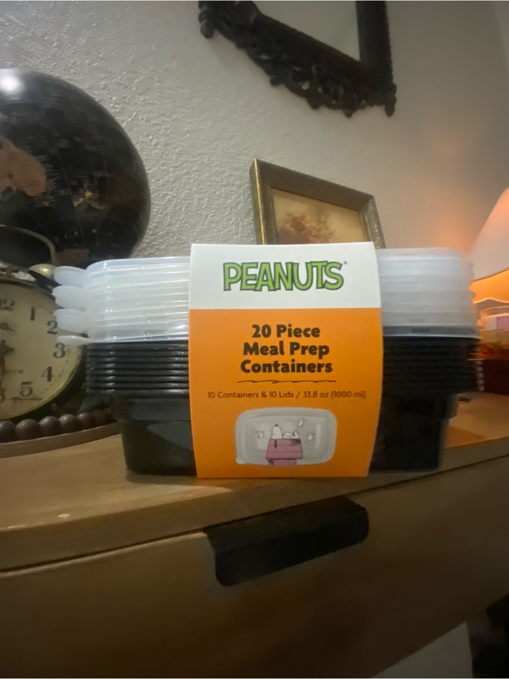 Peanuts Black Meal Prep Containers with Clear Lids - 20 Piece Set